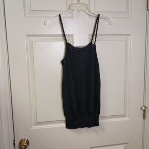 Womens Tank Top Size XS Black Rope Strap Tight Knit Casual